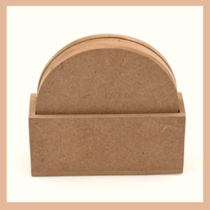 MDF round coaster with vertical holder