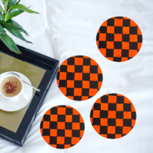 Orange Checked Tea Coaster